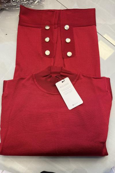 Yanı Düğmeli Merserize  Kırmızı