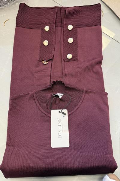 Yanı Düğmeli Merserize  Mürdüm