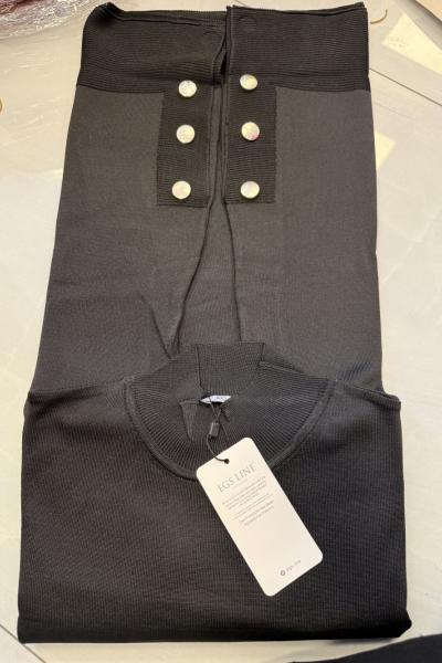 Yanı Düğmeli Merserize  Siyah