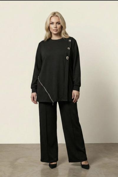 Yanı Fermuarlı Takım  Siyah