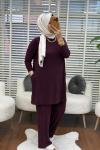 Yanları Cepli Takım  Mürdüm