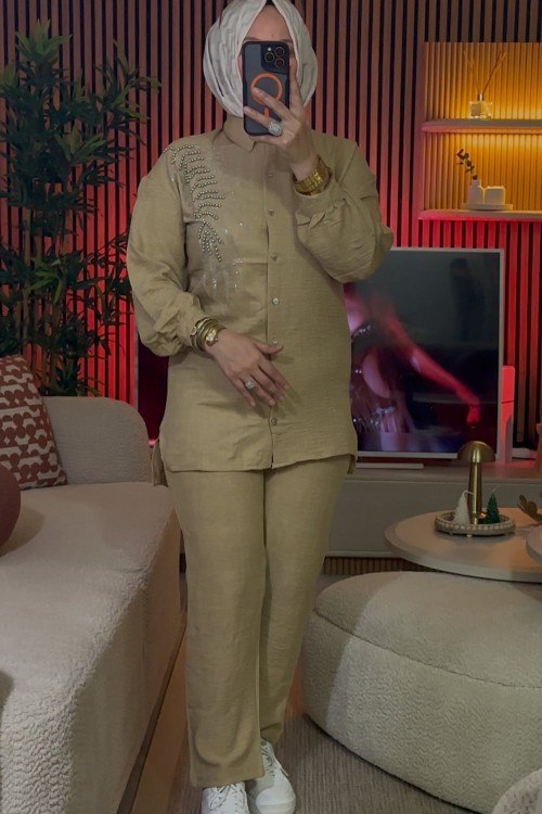 Yaprak Taşlı Takım Taş Rengi