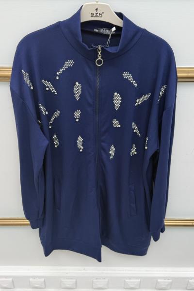 Yaprak Taşlı Kap  Lacivert