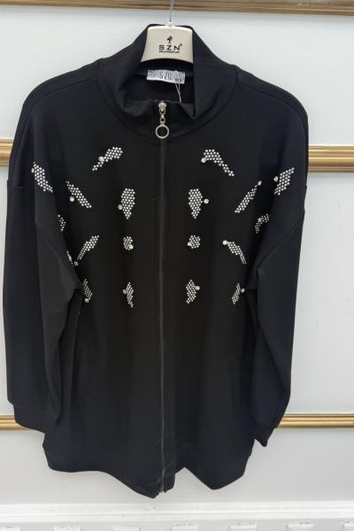 Yaprak Taşlı Kap  Siyah