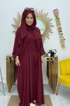 Yarasa Kol Tek Parça Umre Elbisesi Bordo