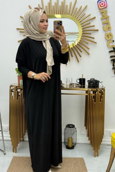 Yarasa Kol Elbise Siyah