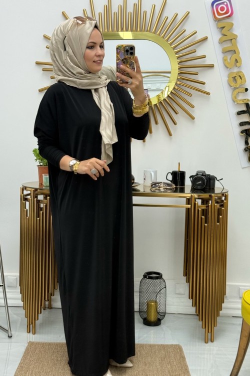 Yarasa Kol Elbise Siyah