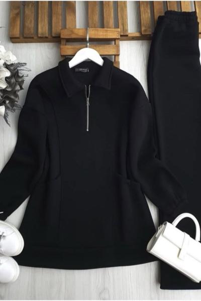 Yarım Fermuarlı Takım  Siyah