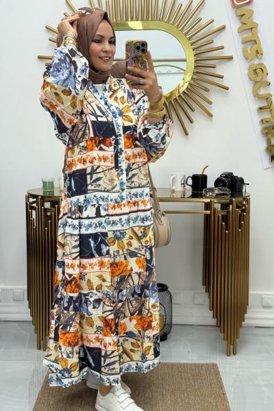 Yarım Patlı Elbise Lacivert Marin