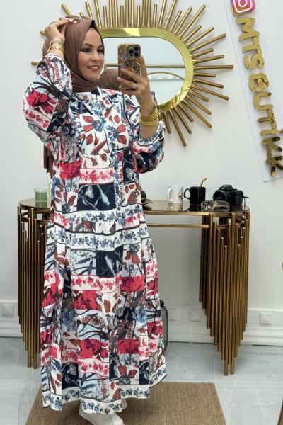 Yarım Patlı Elbise Fuşya