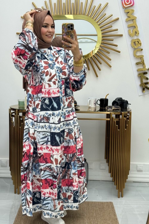 Yarım Patlı Elbise Fuşya