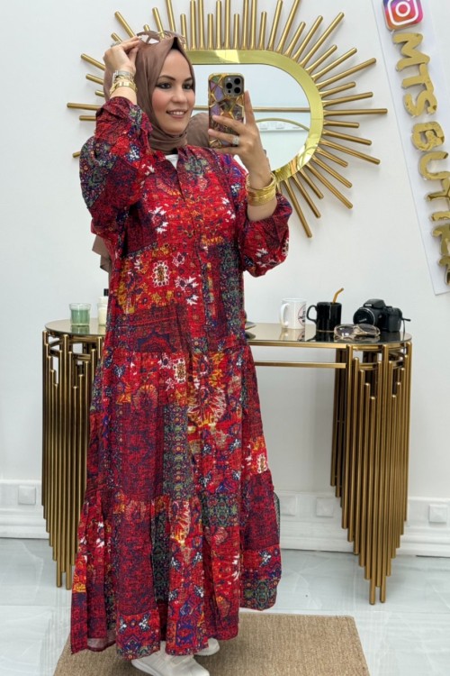 Yarım Patlı Elbise Bordo