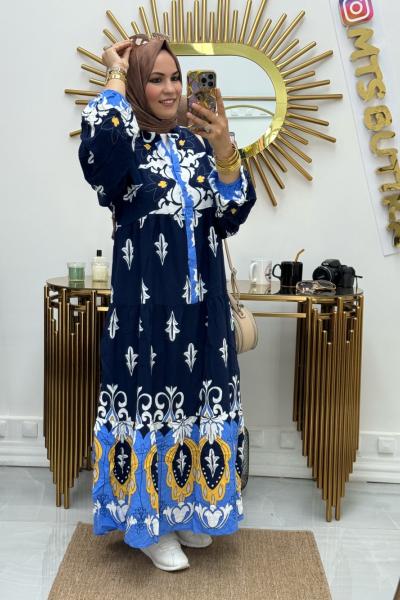 Yarım Patlı Elbise Lacivert