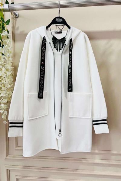 Yazı Bağcıklı Kap Beyaz