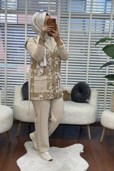 Yelekli Üçlü Takım  Camel