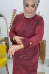Yıkamalı Elbise  Bordo