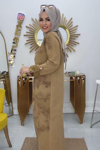 Yıkamalı Elbise  Camel