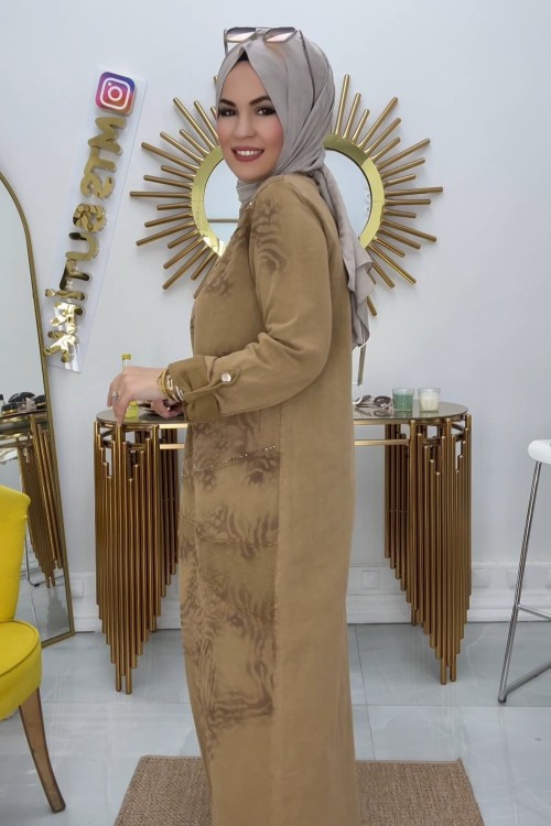 Yıkamalı Elbise  Camel