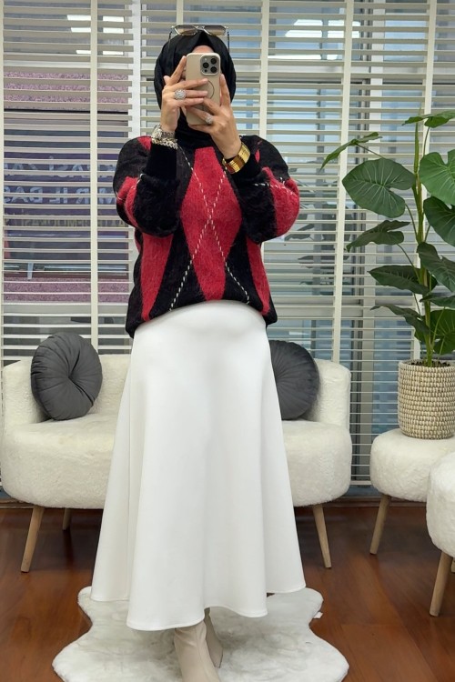 Yün Kazak Siyah Bordo