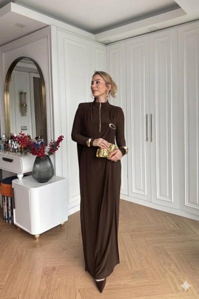 Zümra Tulum Elbise  Kahverengi